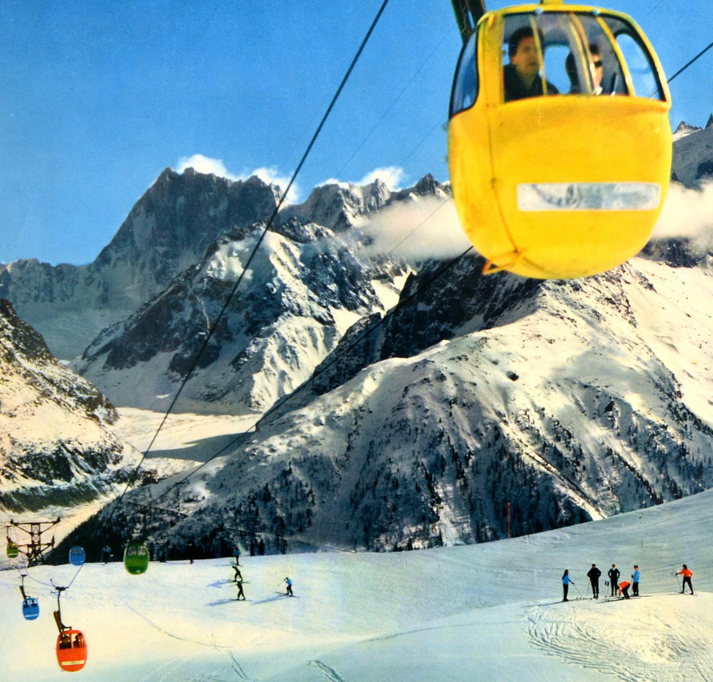 French Original Vintage Ski Poster Chamonix Mont Blanc France Winter Sports d'Hiver