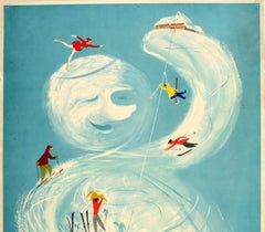 Original-Vintage-Ski-Poster, Hiver En Allemagne, Deutschland, Winter-Eis-Ski-Schaukelstuhl