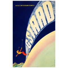 gstaad poster Original Vintage Skiing Poster by Peikert for Gstaad Ski Resort in Switzerland