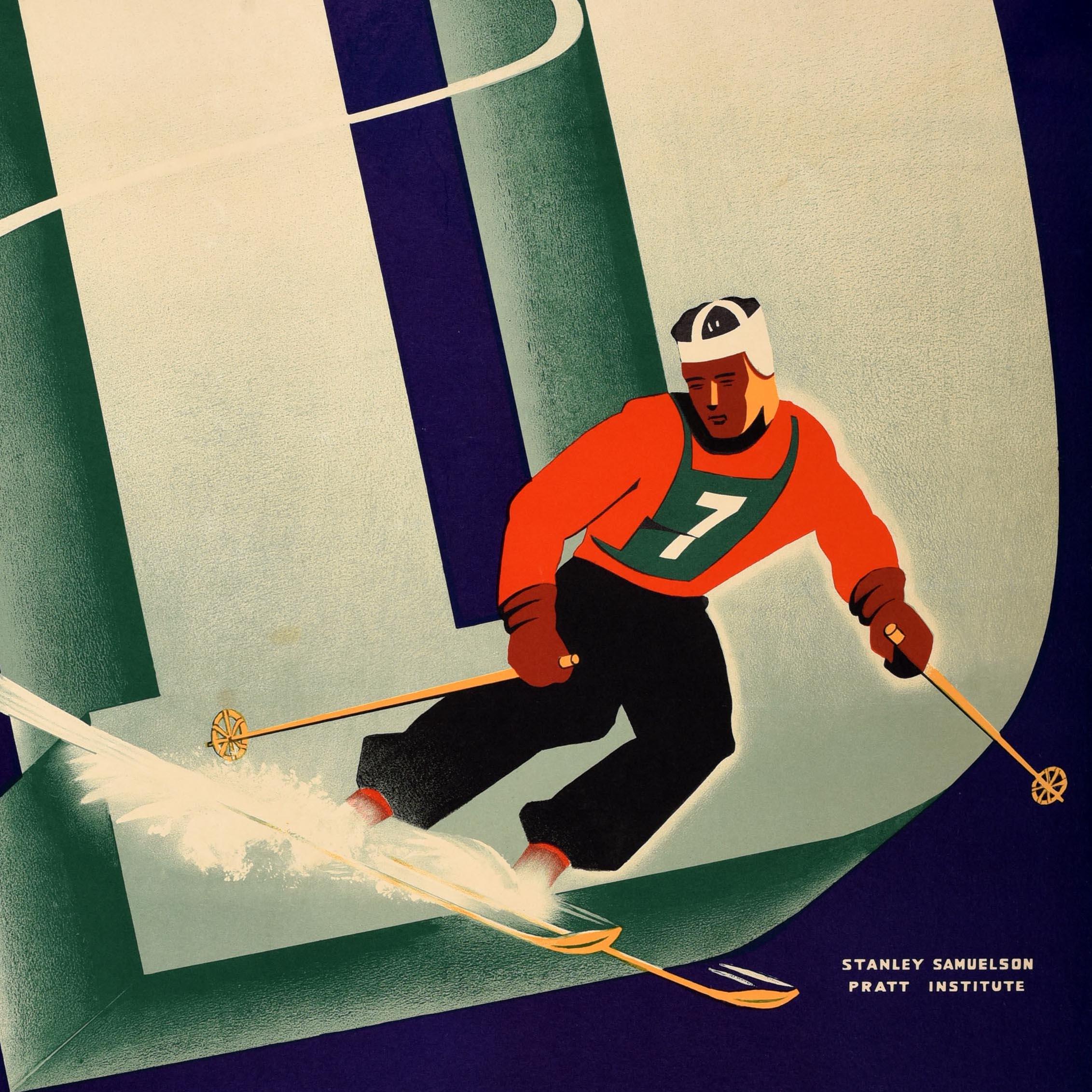 Original Vintage Skiing Poster Dartmouth College Winter Carnival 1941 Ski USA In Good Condition For Sale In London, GB
