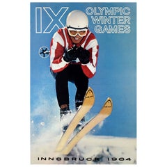 Original Vintage Skiing Poster Jeux Olympiques d'hiver à Innsbruck 1964 Autriche