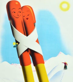 Original Vintage Skiing Poster Osterreich Austria Ski Atelier Hofmann Sport