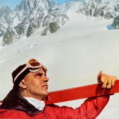 Original Vintage Skiing Travel Poster Ski Italy Alitalia Airlines Walter Foeger