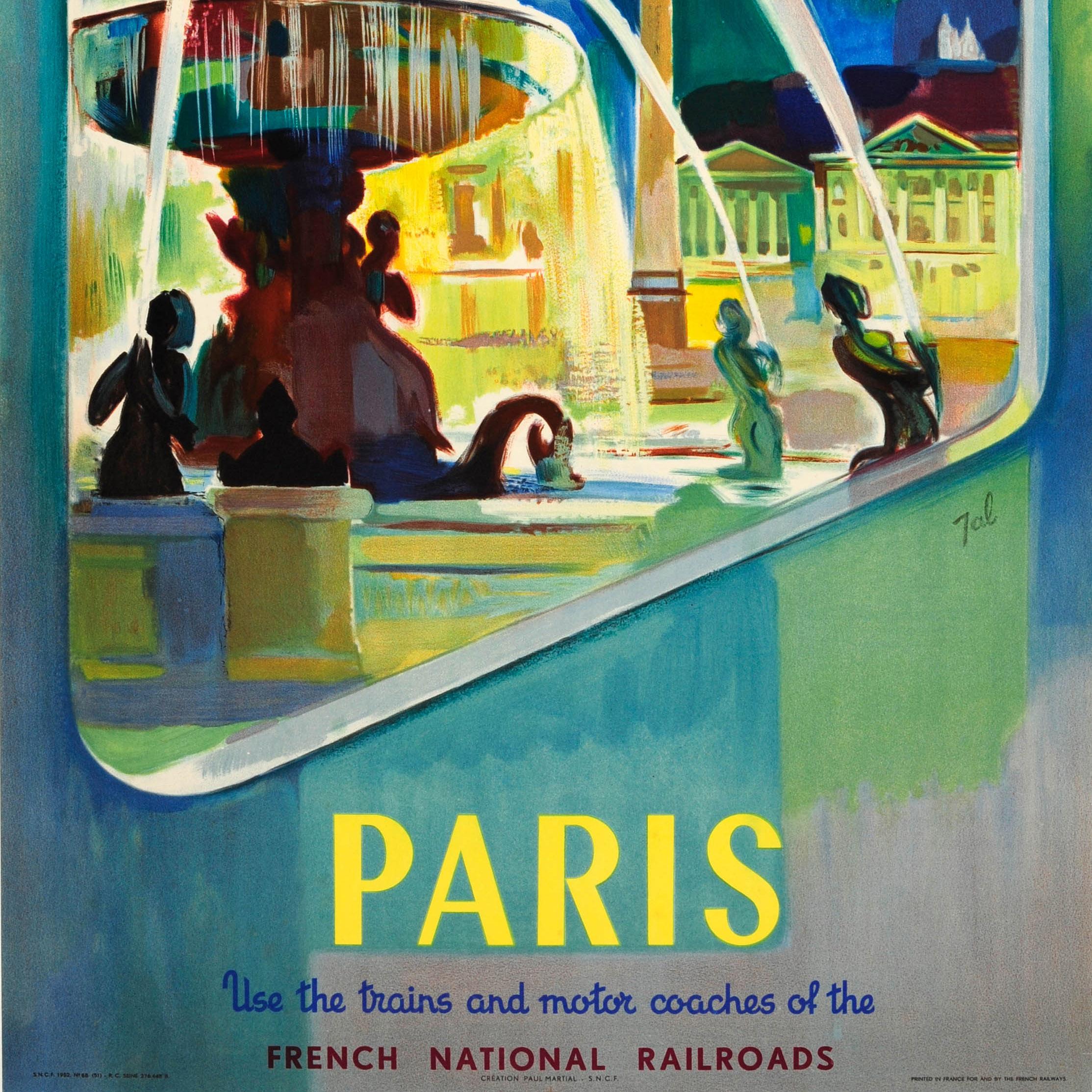 Original Vintage SNCF French National Railroads Travel Poster Visit France Paris In Good Condition For Sale In London, GB