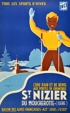 Original Vintage SNCF Railways Travel Poster St Nizier Du Moucherotte Grenoble