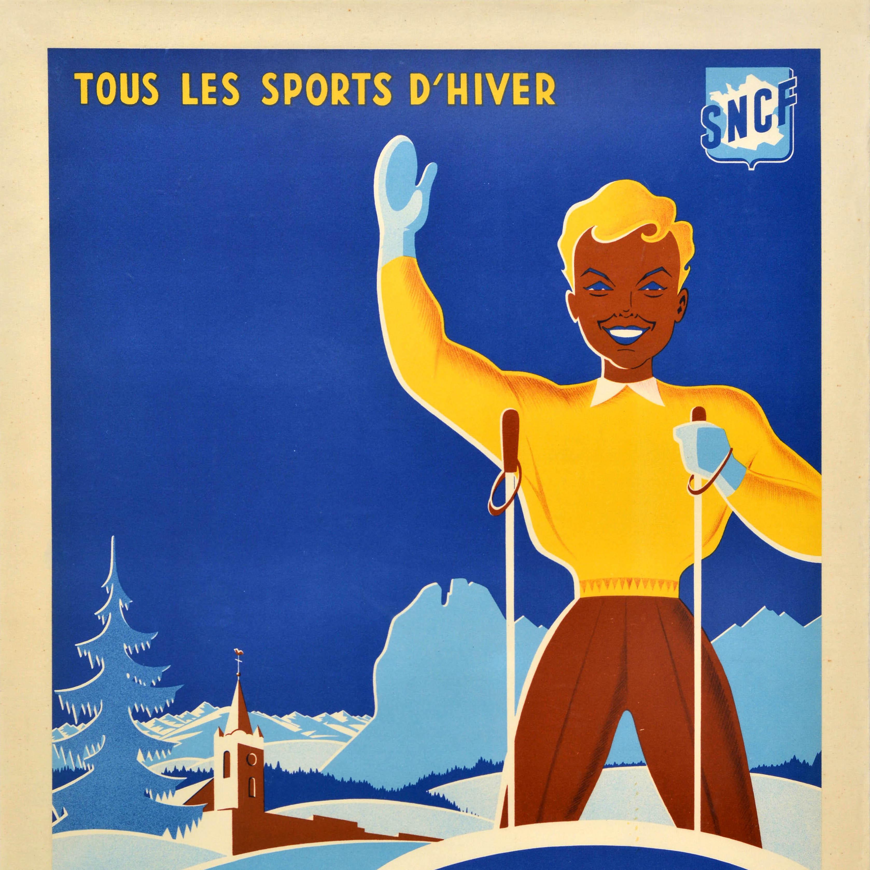 Français Affiche originale de voyage des chemins de fer SNCF St Nizier Du Moucherotte Grenoble en vente