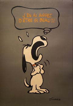 Original Vintage Snoopy Poster, "J’en Ai Assez D’etre Si Beau!!!" Circa 1958