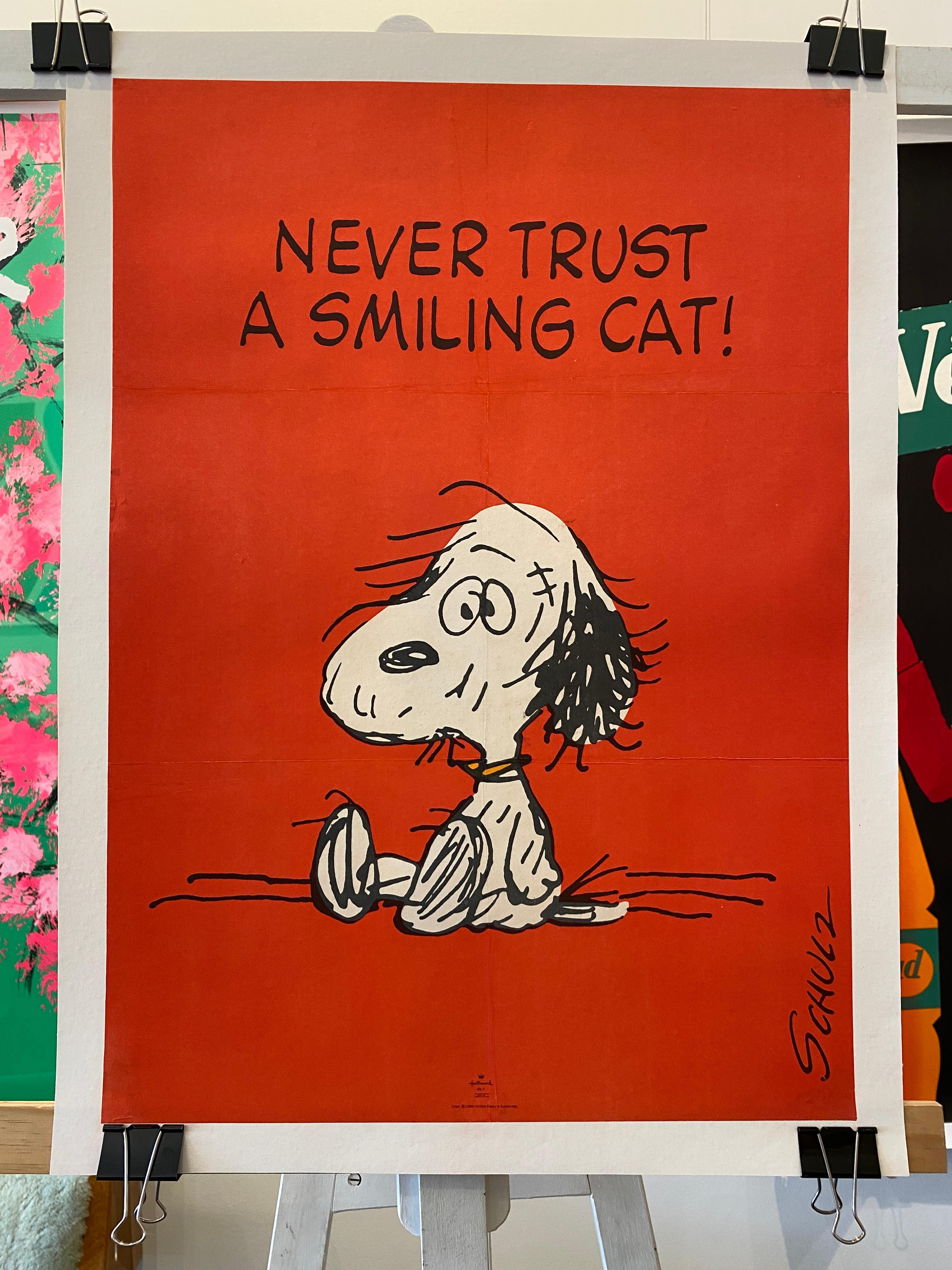 Original Vintage Snoopy Poster, 'Never Trust A Smiling Cat!' c. 1958 ...