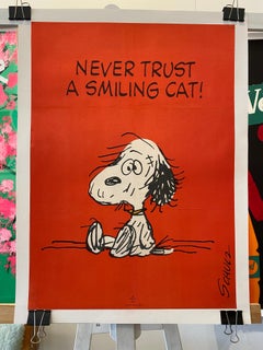 Original Vintage The Poster Snoopy, 'Ne jamais faire confiance à un chat qui sourit' c.C. 1958