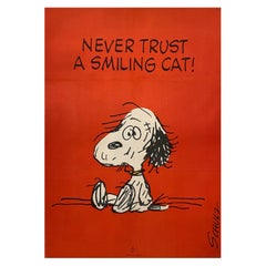 Original Vintage Snoopy Poster, 'Never Trust A Smiling Cat!' c. 1958