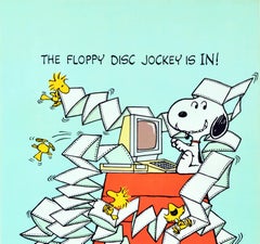 Original Vintage Snoopy Poster The Floppy Disc Jockey Is In! Woodstock Computer