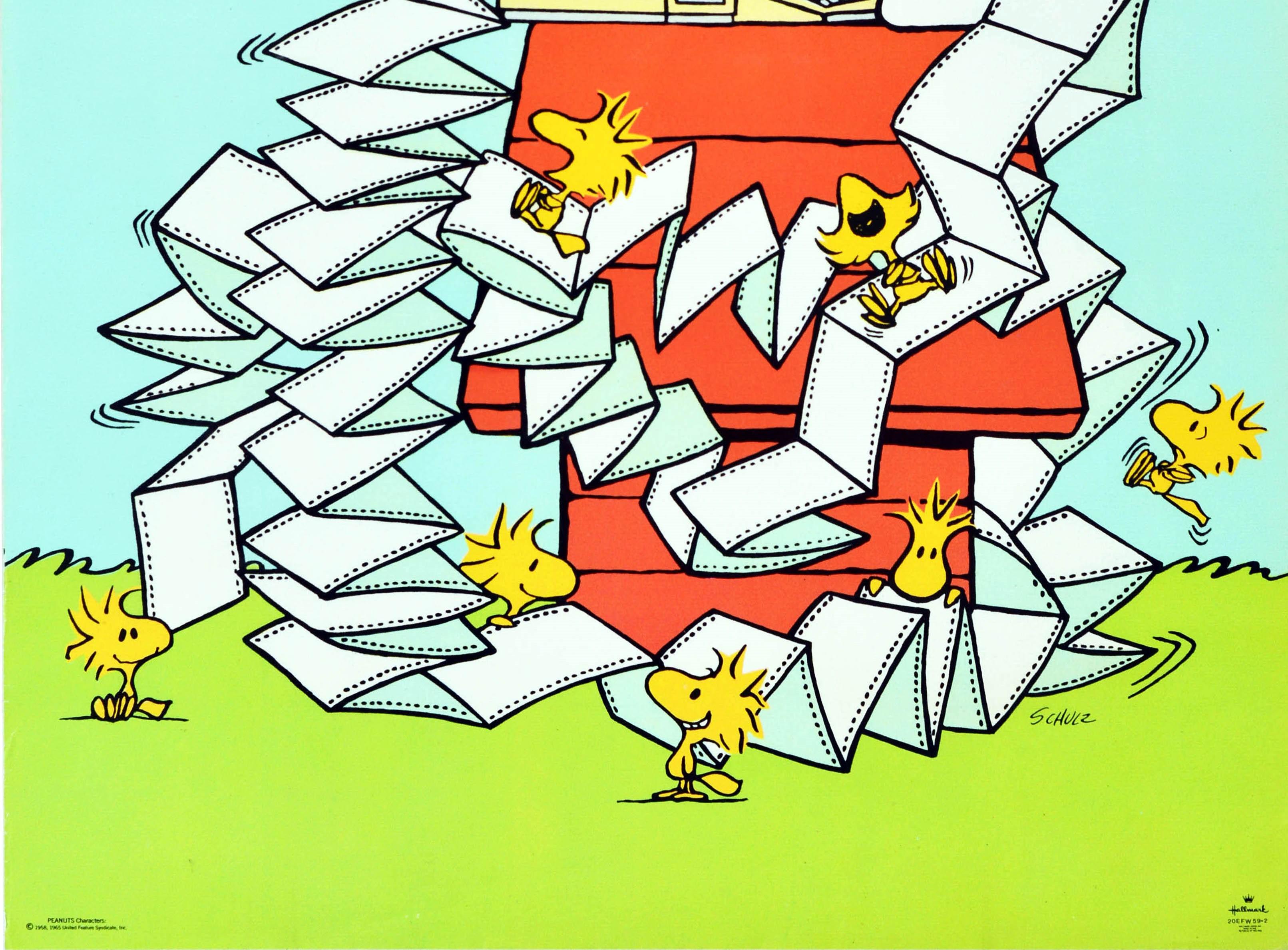 Britannico Poster originale d'epoca di Snoopy Il disc jockey floppy è arrivato! Computer Woodstock