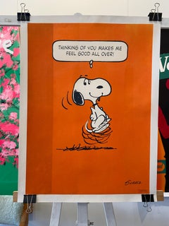 Original Vintage Snoopy Poster, ' Thinking of You Makes Me Feel Good All Over'