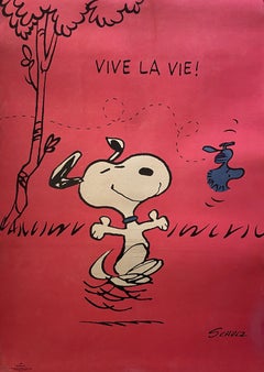 Original Vintage Snoopy Poster, "Vive La Vie!" Circa 1958