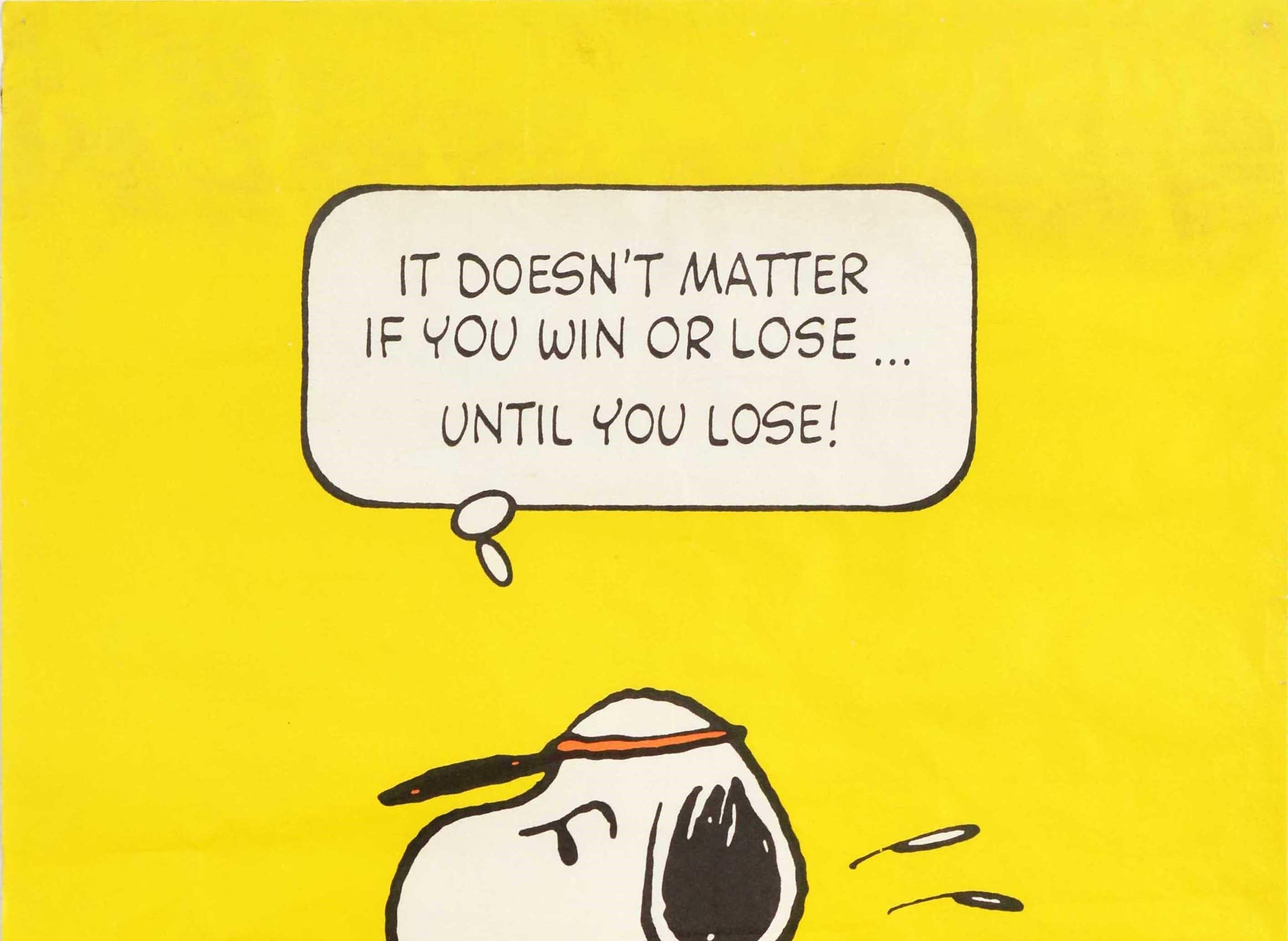 American Original Vintage Snoopy Tennis Poster - It Doesn't Matter If You Win Or Lose...