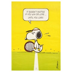Original Vintage Snoopy Tennis Poster - It Doesn't Matter If You Win Or Lose...