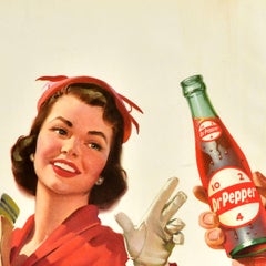 Original Vintage Soft Drink Advertising Poster Dr Pepper Frosty Man Soda Pop