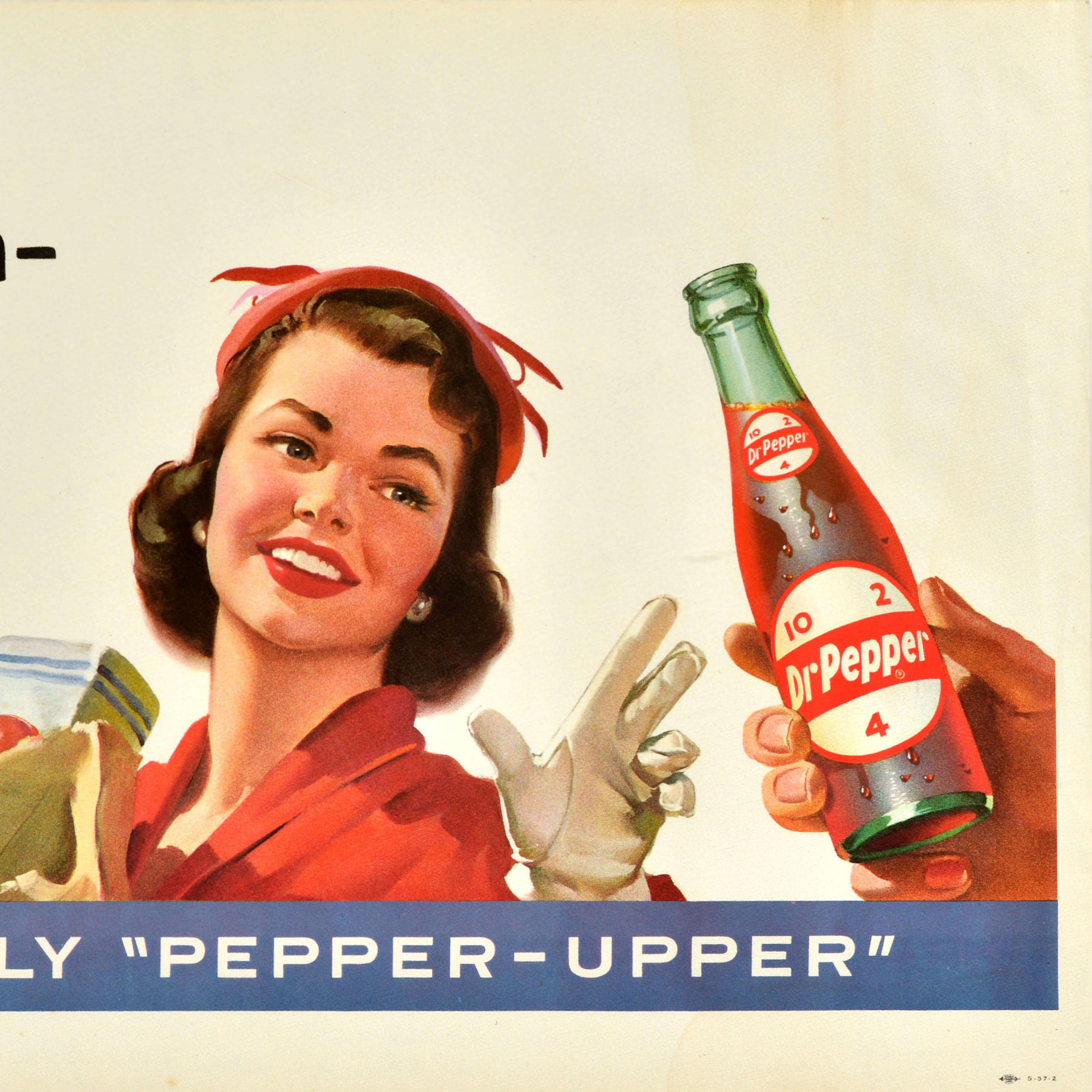 Américain Affiche publicitaire originale vintage pour les boissons douces, Dr Pepper Frosty Man Soda Pop en vente