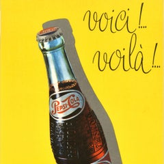 Original Vintage Soft Drink Advertising Poster Pepsi Cola Voici Voila