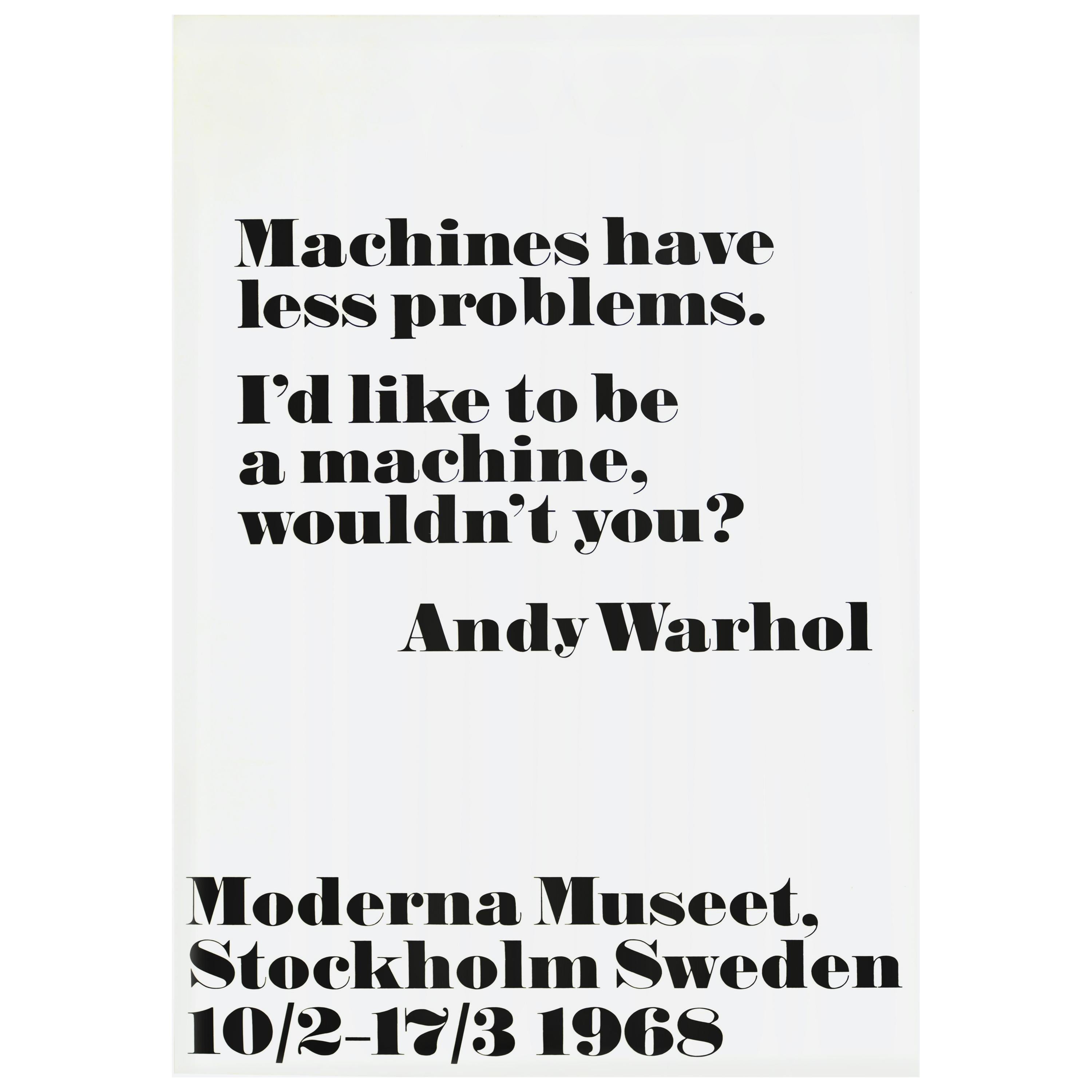 Original Vintage Solo Art Exhibition Poster Andy Warhol I'd Like To Be A Machine