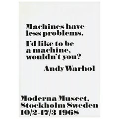 Original Vintage Solo Art Exhibition Poster Andy Warhol I'd Like To Be A Machine