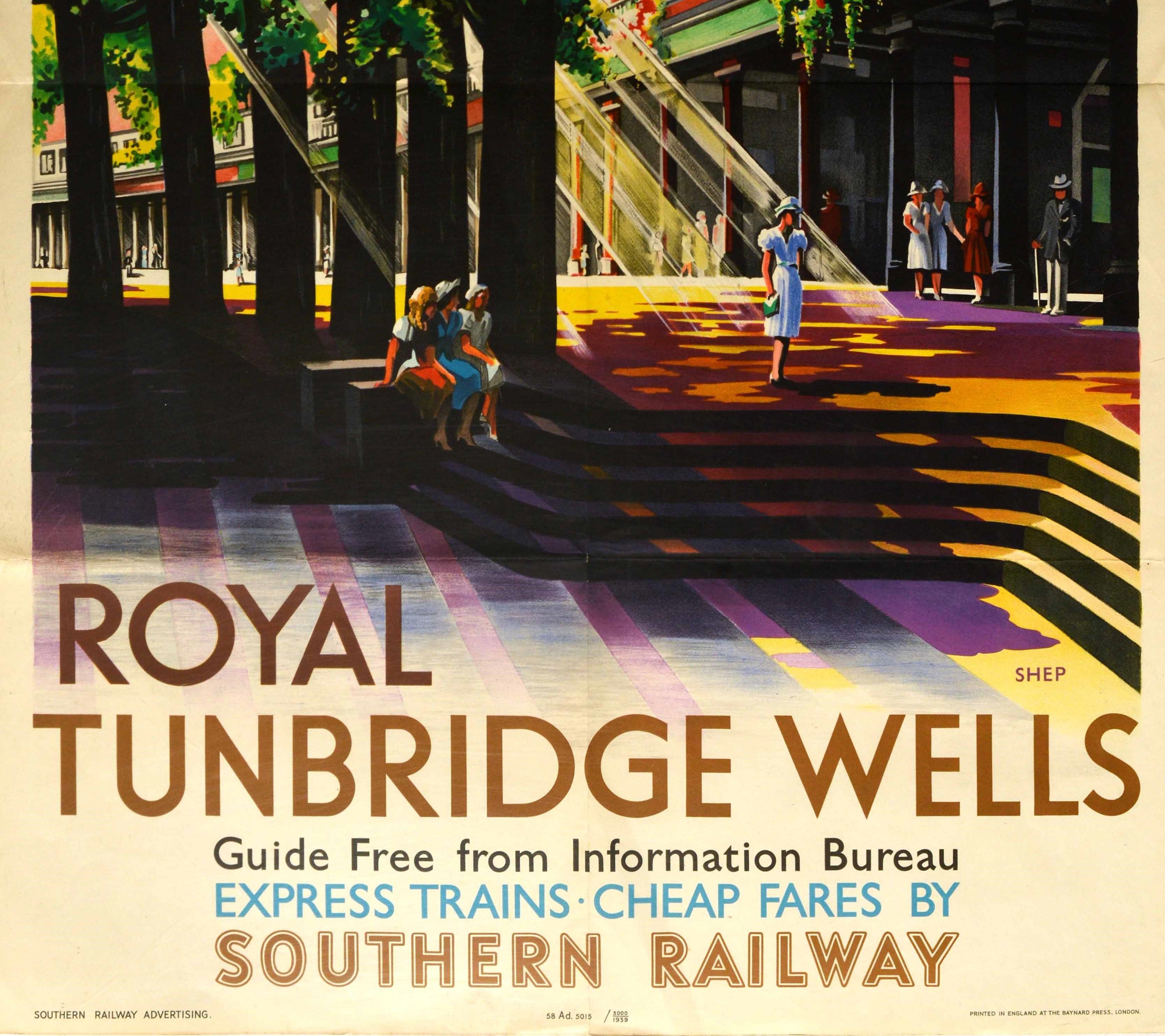 Britannique Affiche rétro originale des chemins de fer du Sud, Royal Tunbridge Wells Spa Train, Voyage en vente