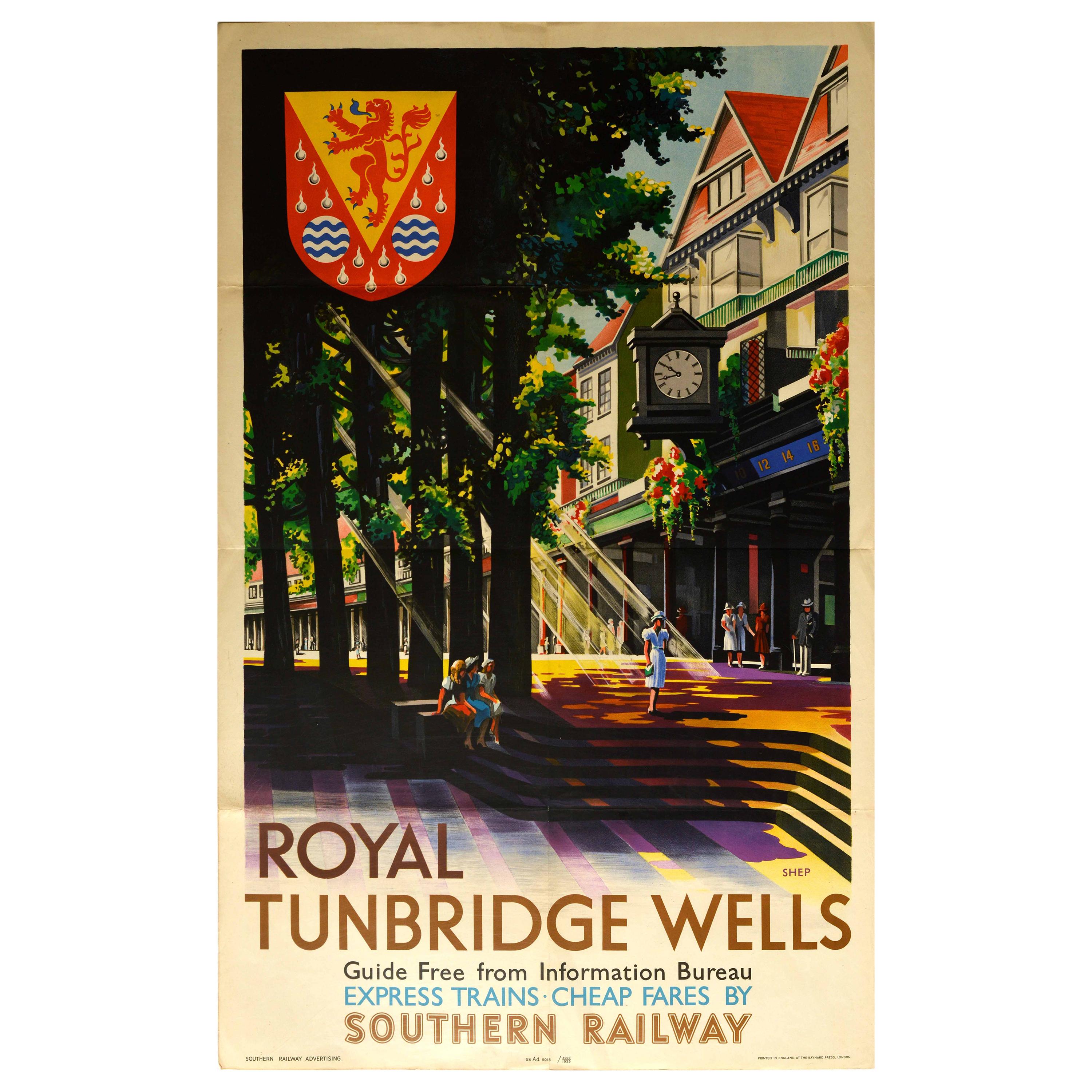 Original Vintage Southern Railway Poster Royal Tunbridge Wells Spa Train Travel