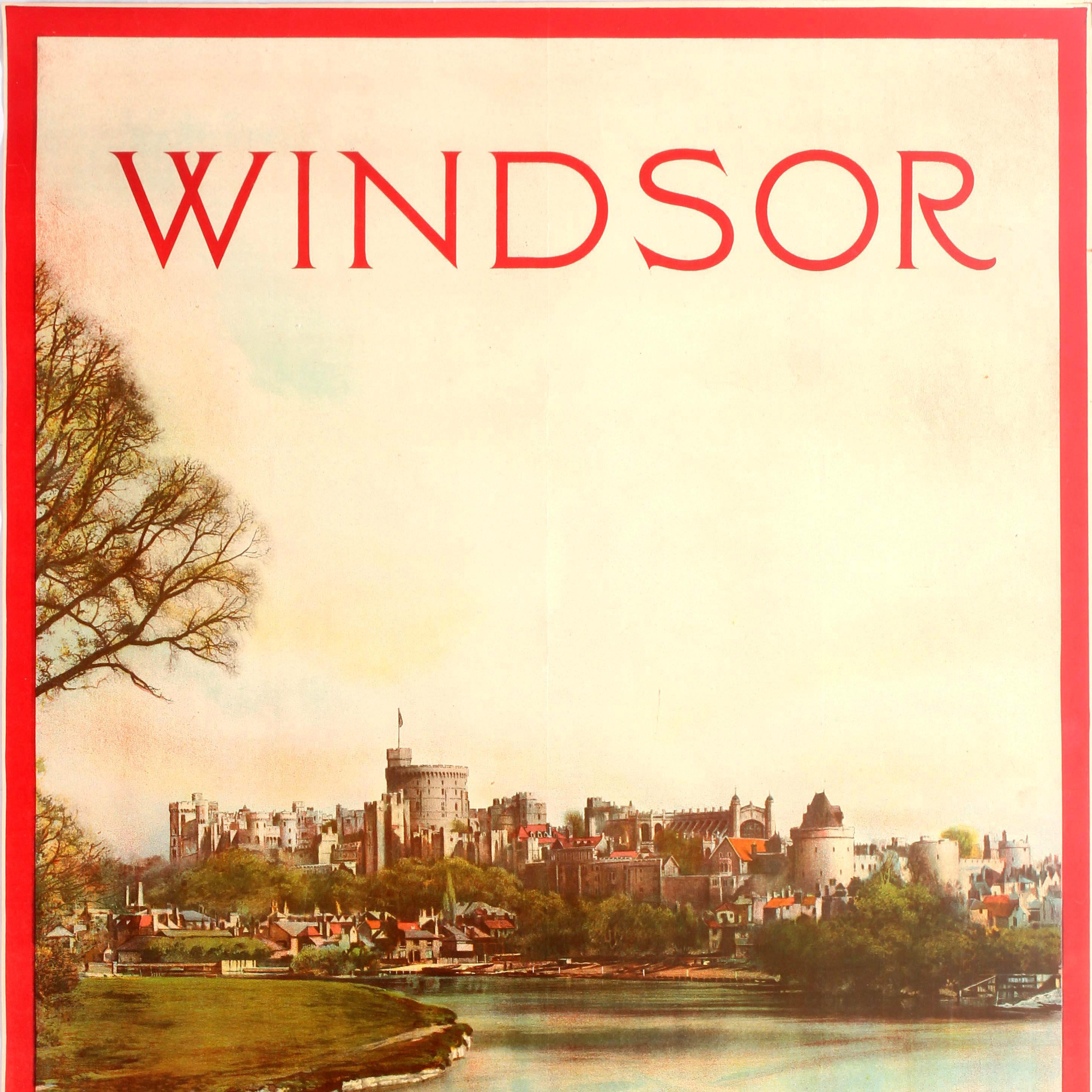British Original Vintage Southern Railway Travel Poster Featuring Windsor Castle England For Sale
