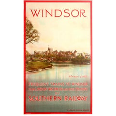 Original Vintage Southern Railway Travel Poster Featuring Windsor Castle England