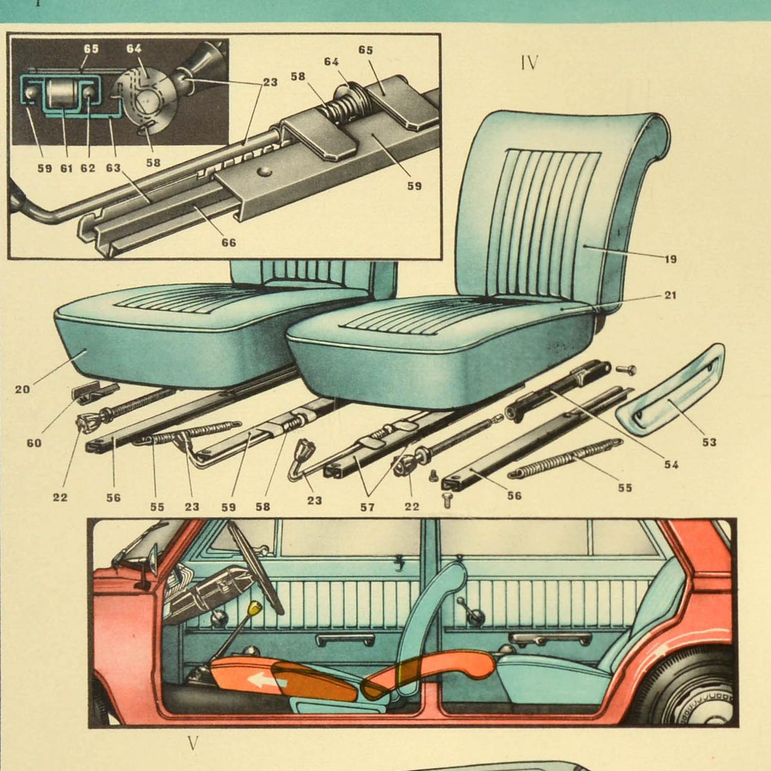 Originales sowjetisches Vintage-Werbeplakat „Lada Car AvtoVAZ Interior“, UdSSR Moskau, Moskau im Zustand „Gut“ im Angebot in London, GB
