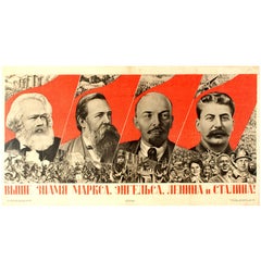 Affiche de propagande communiste soviétique vintage originale de conception constructiviste