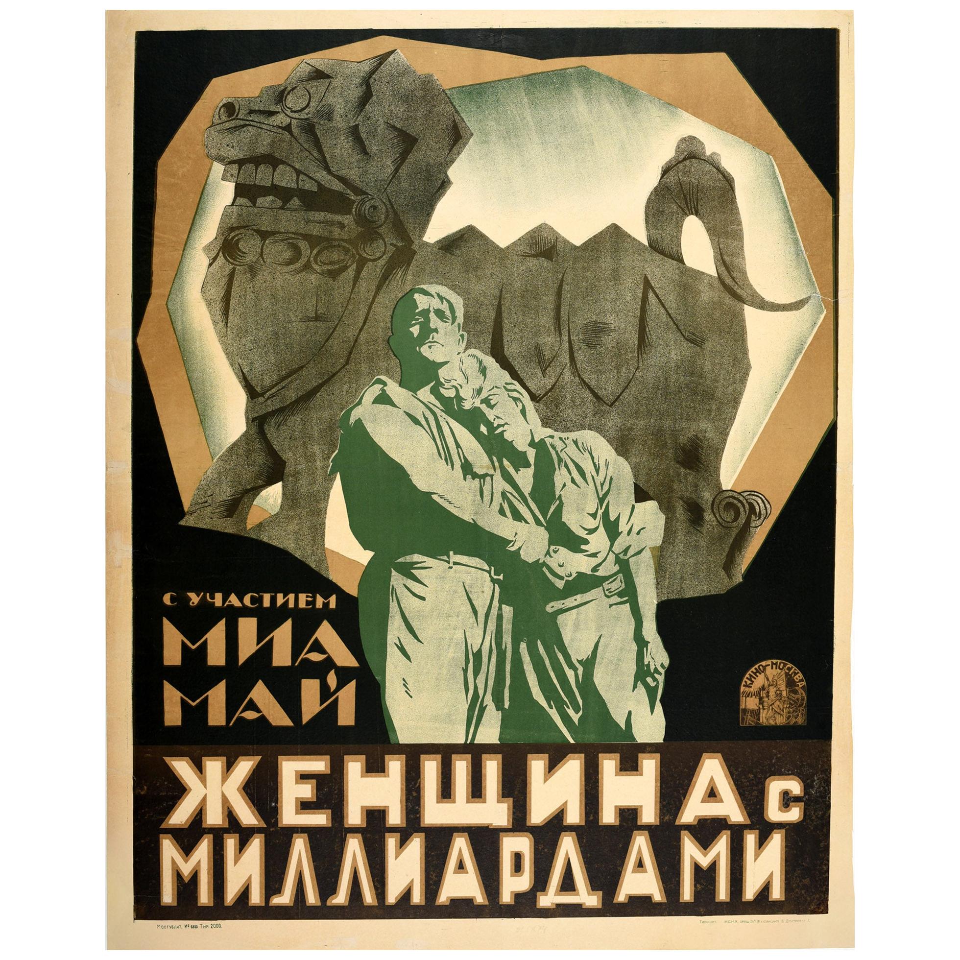 Original Vintage Soviet Movie Poster Mistress Of The World Mia May Silent Film For Sale