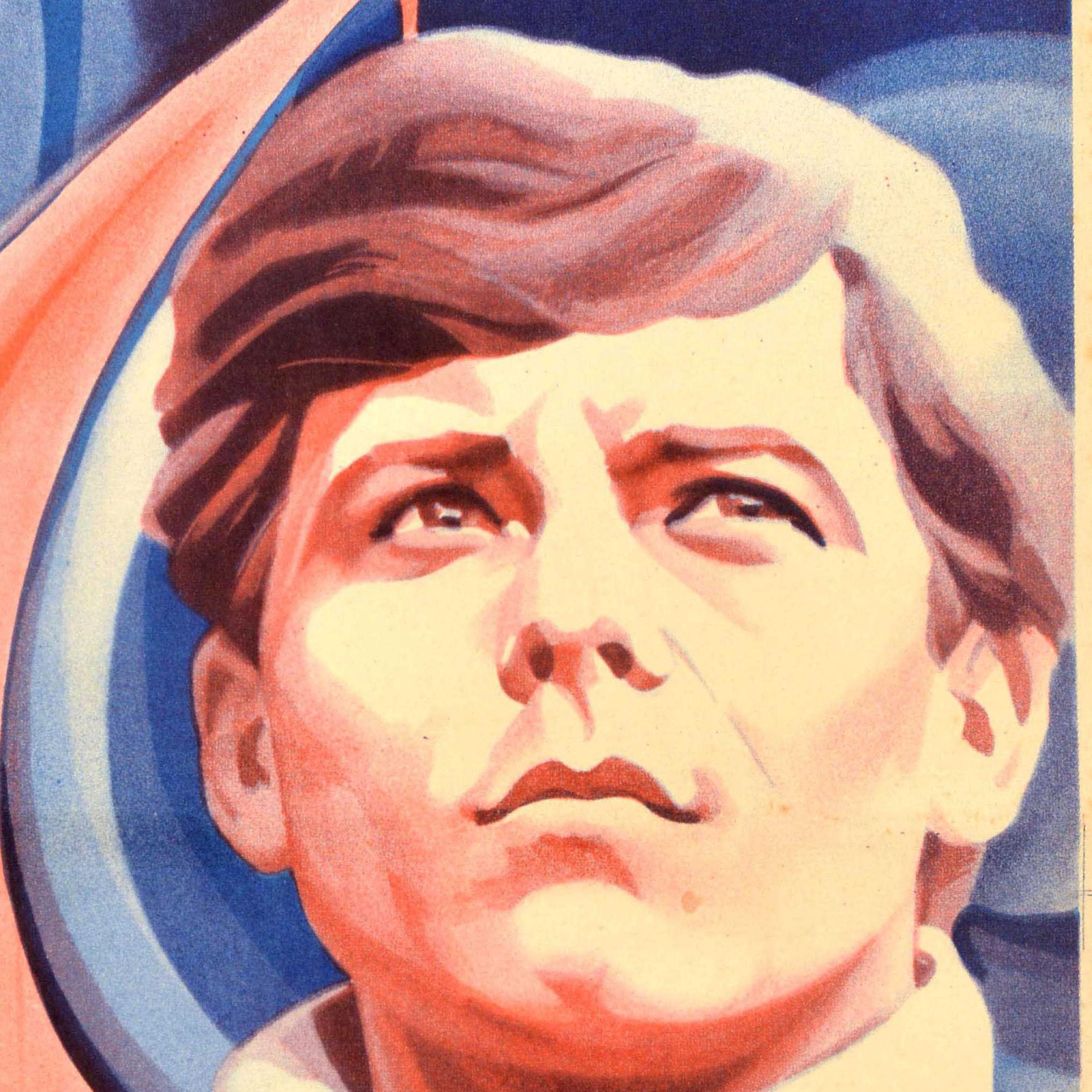 Fine XX secolo Poster cinematografico sovietico originale d'epoca Running Start Sergey Korolev Soviet Space in vendita