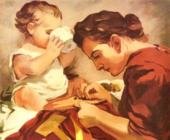 Original Vintage Soviet Poster Long Live Peace USSR Propaganda Mother Child Flag