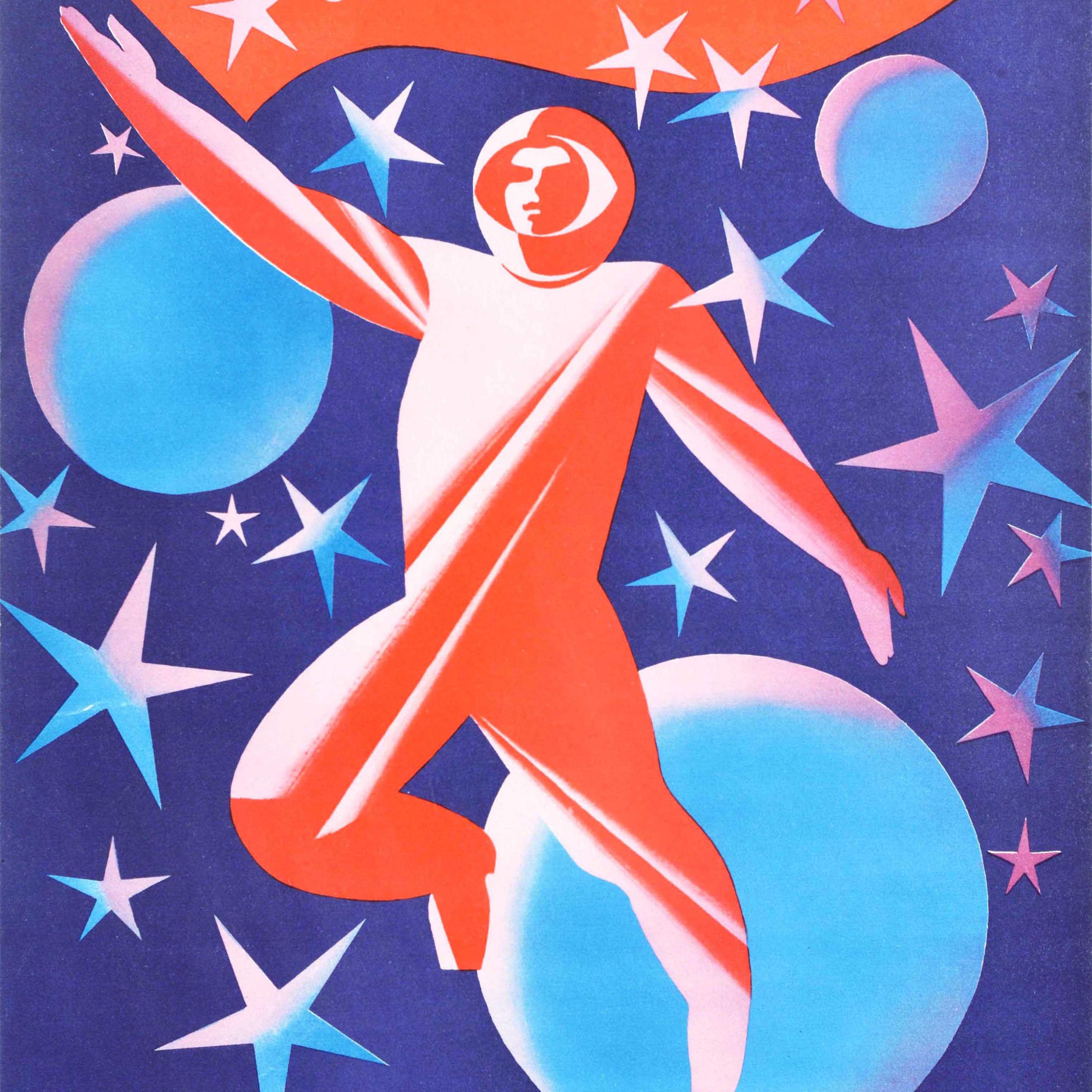 Original Vintage Soviet Propaganda Poster 12 April Cosmonaut Space Day ...