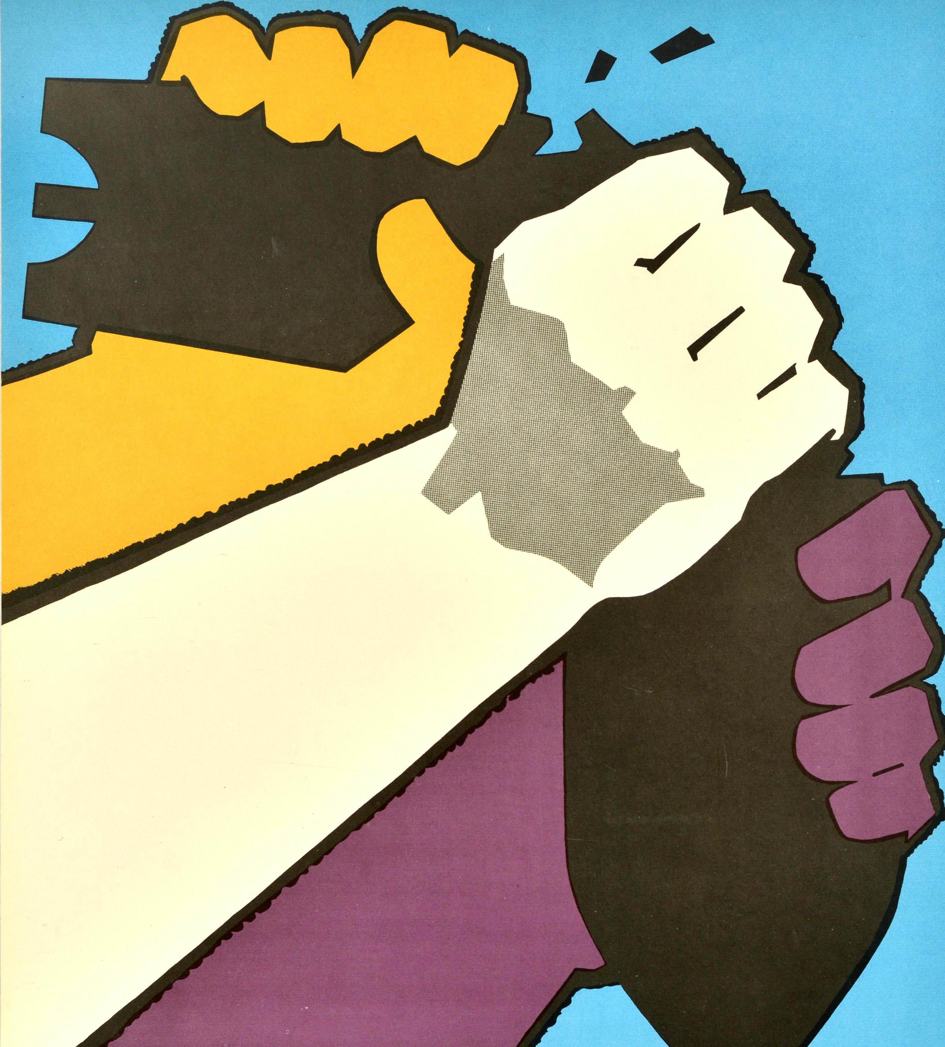 Original Vintage Sowjetisches Propagandaplakat Gemeinsam für Abrüstung kämpfen UdSSR (Ende des 20. Jahrhunderts) im Angebot