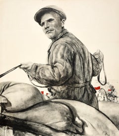 Original Vintage Soviet Propaganda Poster Grain Farmer Government Bread USSR