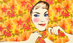 Original Vintage Soviet Propaganda Poster Happy Holidays Dear Women Flowers USSR