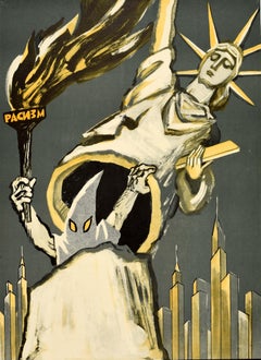 Original Vintage Soviet Propaganda Poster Inside American Freedom USSR Liberty