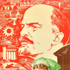 Original Vintage Soviet Propaganda Poster Leninist Labour Watch USSR Sachkov