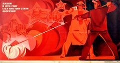 Original Vintage Soviet Propaganda Poster Steel Ahead Of Plan USSR Sachkov