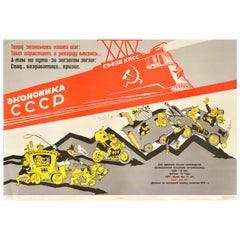 Original Vintage Sowjetische Propaganda Poster UdSSR Wirtschaft vs England Deutschland USA