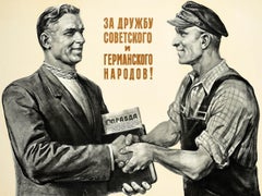 Original Vintage Soviet Propaganda Poster USSR Germany Friendship World Peace