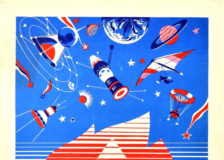 Original Vintage Soviet Science Poster School Children Space Create ...