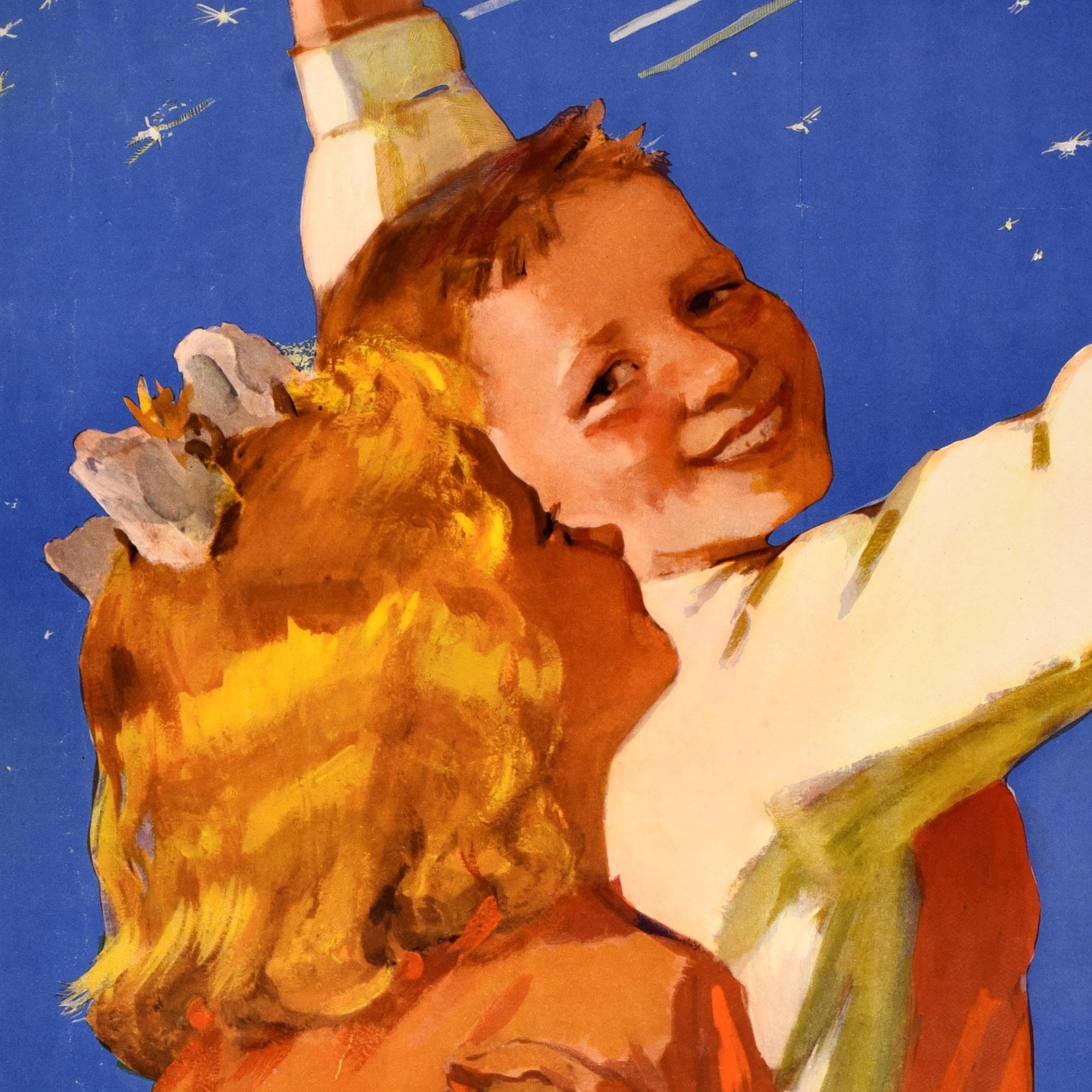 Original Vintage sowjetischen Space Poster Studie Arbeit Distant Stars Kinder UdSSR (Mitte des 20. Jahrhunderts) im Angebot