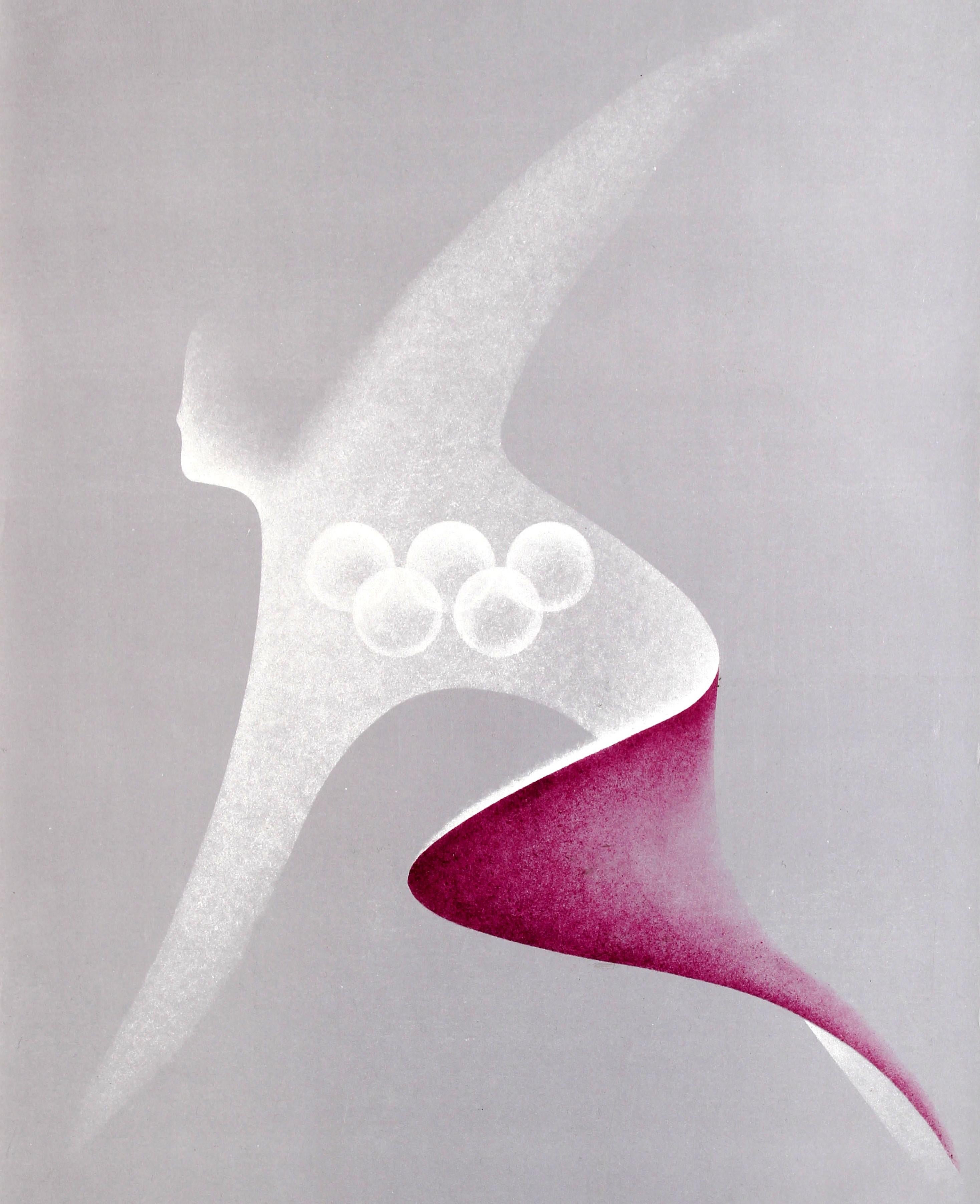 Original vintage Soviet sport poster for the 22nd Summer Olympic Games (Games of the XXII Olympiad) in 1980 held in Moscow Russia featuring a great graphic illustration by the Polish artist Karol Sliwka (1932-2018) of an athlete leaning forward and