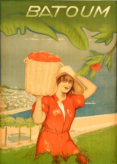 Original Vintage Soviet Travel Poster Batumi Batoum Georgia Intourist USSR