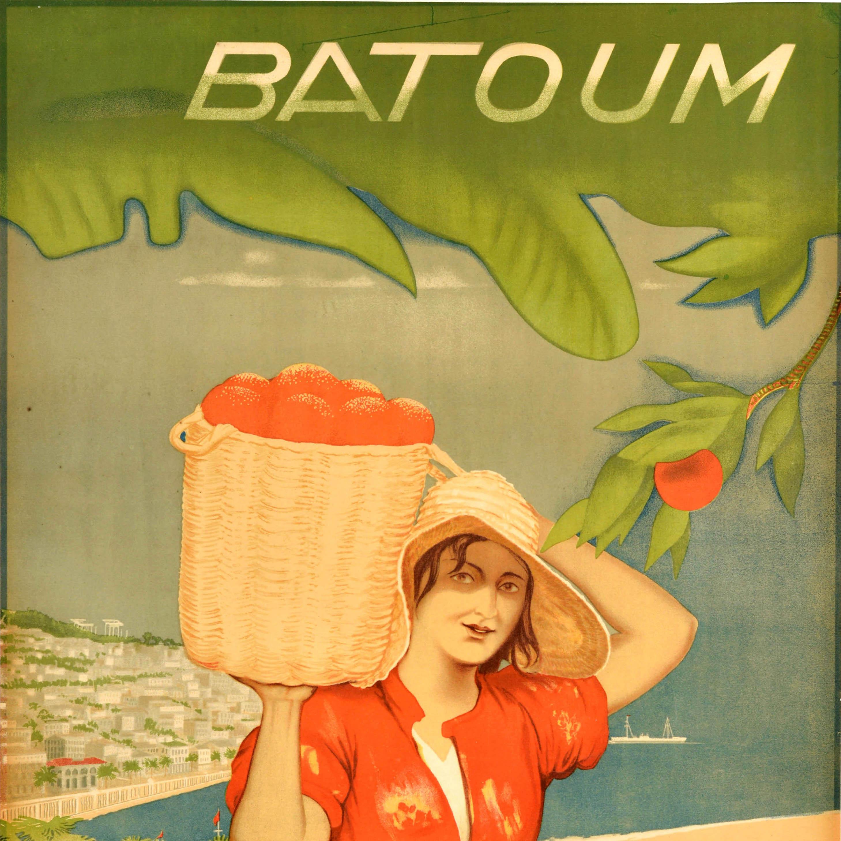 Russo Poster di viaggio sovietico originale d'epoca Batumi Batoum Georgia Intourist USSR in vendita
