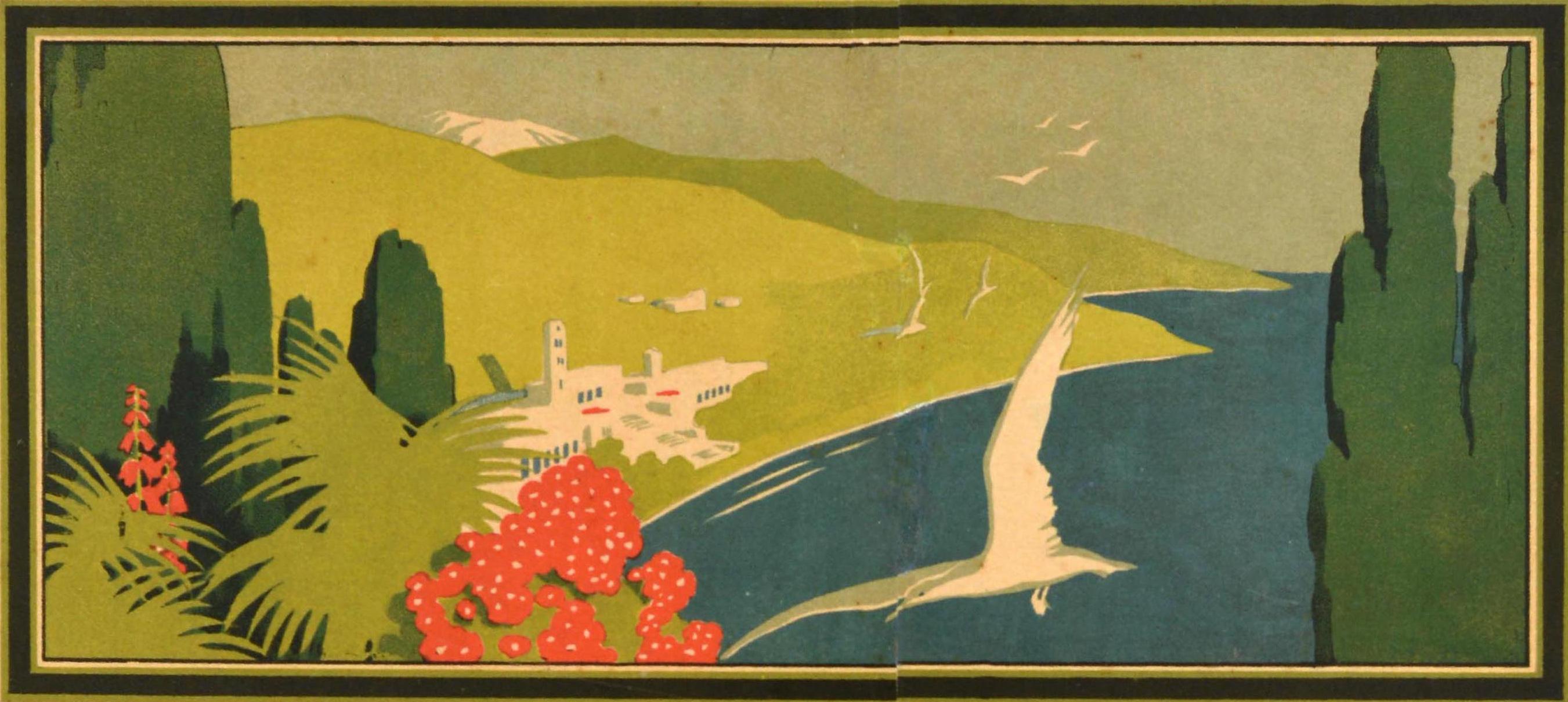 Affiche rétro originale de voyage soviétique des Rivieras du Caucase et des stations balnéaires des mers noires, URSS État moyen - En vente à London, GB