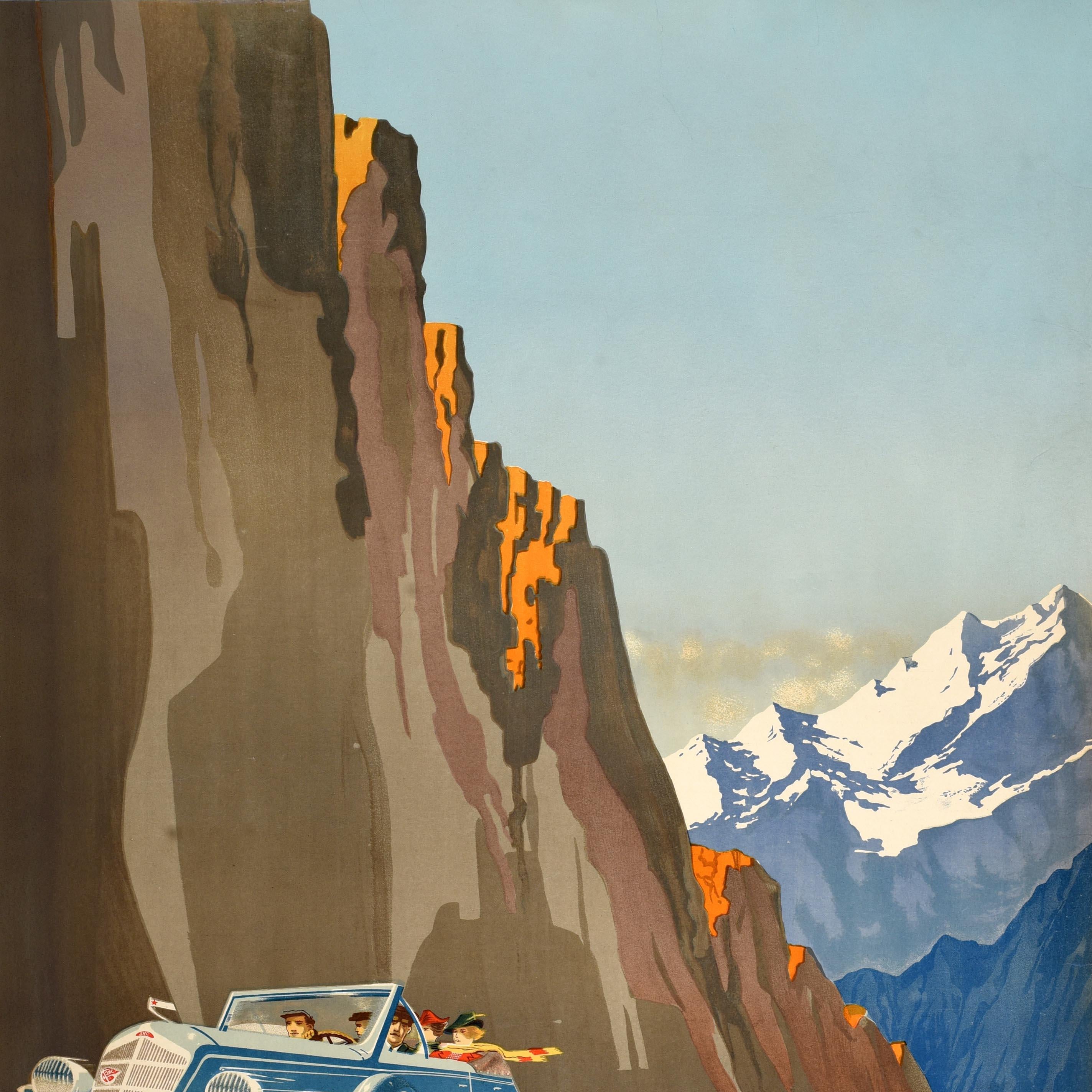 Art Deco Original Vintage Soviet Travel Poster Georgian Military Highway Intourist USSR For Sale